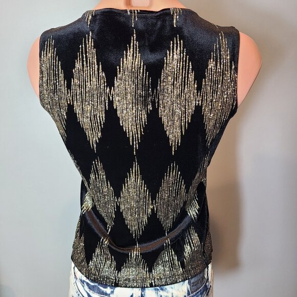 Vintage Fashion Bug Black Velvet Gold Gilded Glitter Top Art Deco 1920s Y2K - Picture 7 of 10